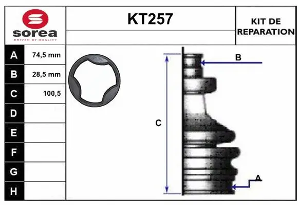 Bellow Kit, drive shaft (KT257)