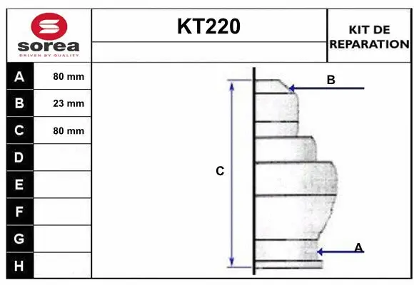 Bellow Kit, drive shaft (KT220)