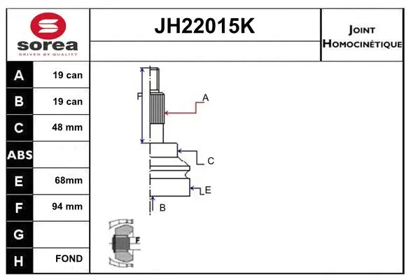 Joint Kit, drive shaft (JH22015K)