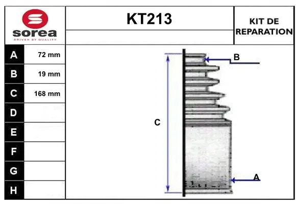 Bellow Kit, drive shaft (KT213)