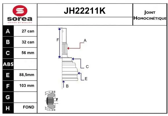 Joint Kit, drive shaft (JH22211K)