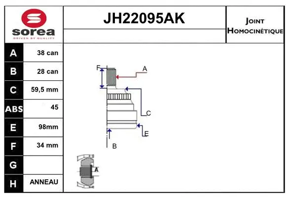 Joint Kit, drive shaft (JH22095AK)