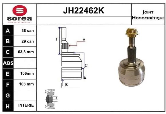 Joint Kit, drive shaft (JH22462K)