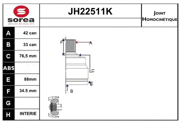 Joint Kit, drive shaft (JH22511K)