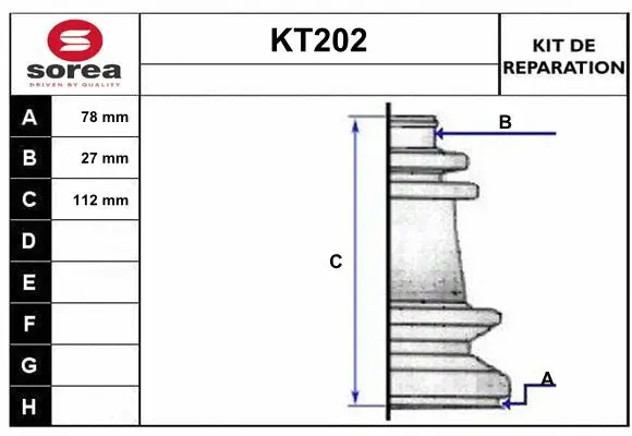 Bellow Kit, drive shaft (KT202)
