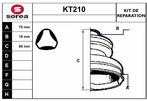 Bellow Kit, drive shaft (KT210)