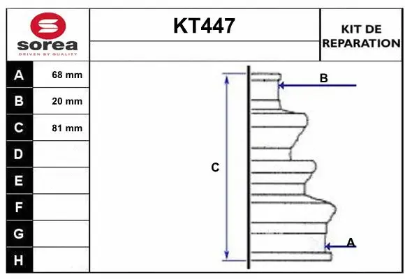 Bellow Kit, drive shaft (KT447)