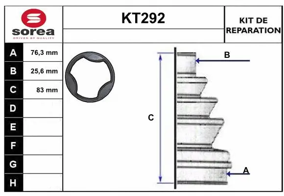Bellow Kit, drive shaft (KT292)