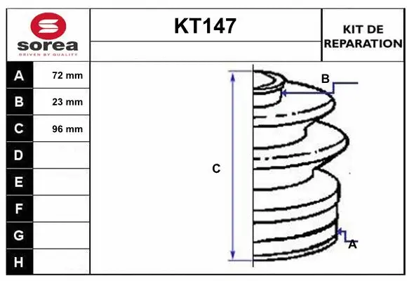 Bellow Kit, drive shaft (KT147)