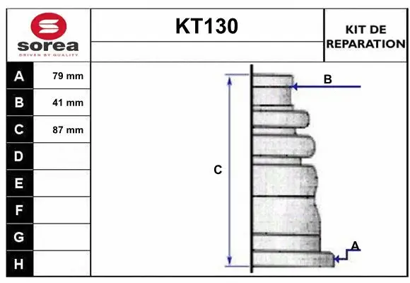 Bellow Kit, drive shaft (KT130)