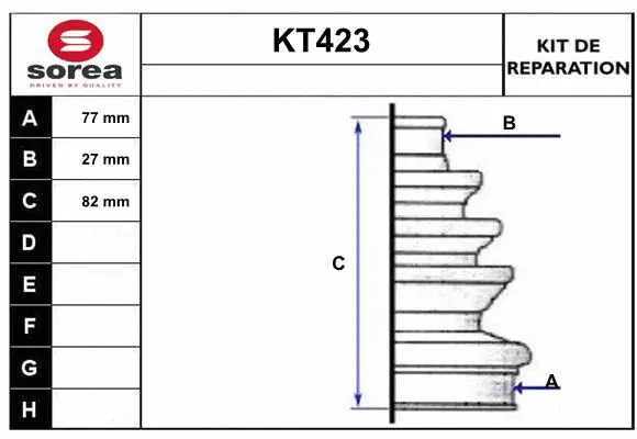 Bellow Kit, drive shaft (KT423)