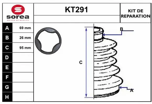 Bellow Kit, drive shaft (KT291)