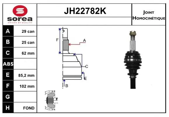 Joint Kit, drive shaft (JH22782K)