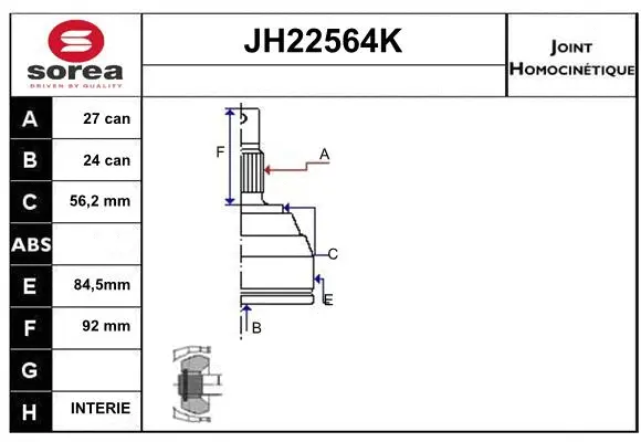 Joint Kit, drive shaft (JH22564K)