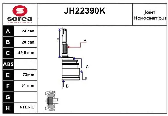 Joint Kit, drive shaft (JH22390K)