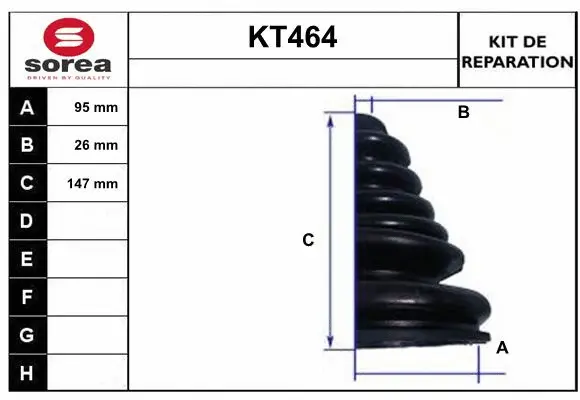 Bellow Kit, drive shaft (KT464)