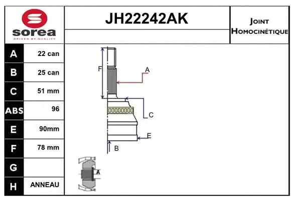 Joint Kit, drive shaft (JH22242AK)
