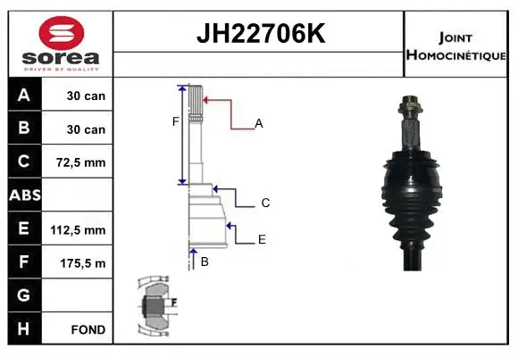 Joint Kit, drive shaft (JH22706K)