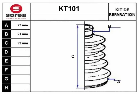 Bellow Kit, drive shaft (KT101)