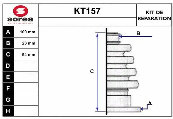 Bellow Kit, drive shaft (KT157)