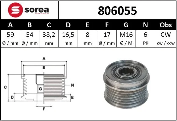 Alternator Freewheel Clutch (806055)