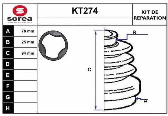 Bellow Kit, drive shaft (KT274)