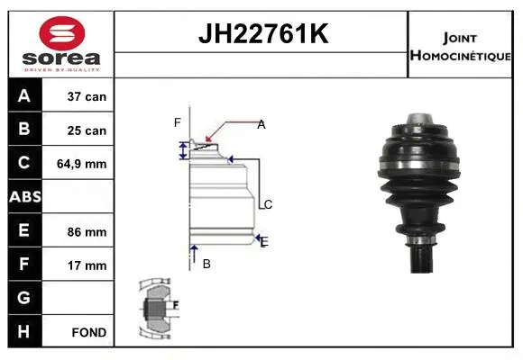 Joint Kit, drive shaft (JH22761K)
