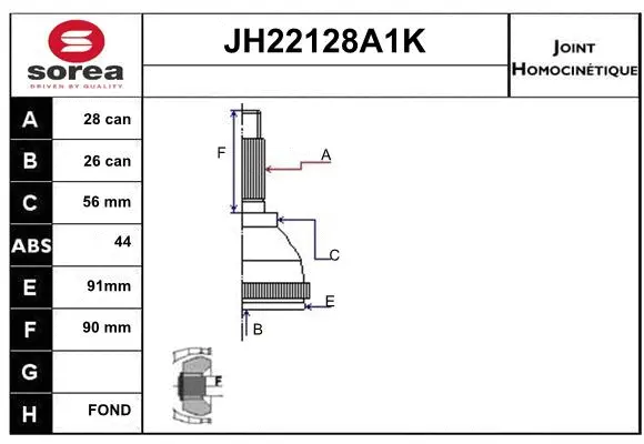 Joint Kit, drive shaft (JH22128A1K)