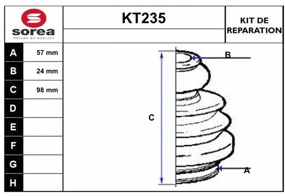 Bellow Kit, drive shaft (KT235)