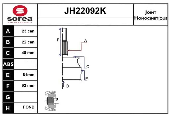 Joint Kit, drive shaft (JH22092K)