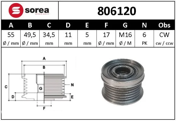 Alternator Freewheel Clutch (806120)