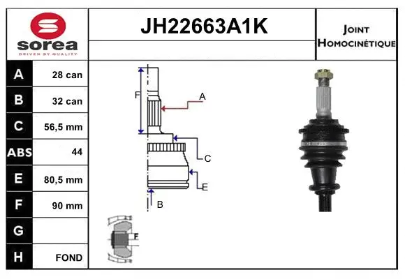 Joint Kit, drive shaft (JH22663A1K)