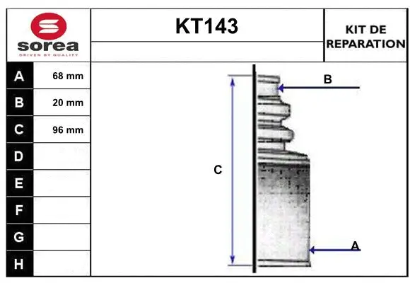 Bellow Kit, drive shaft (KT143)