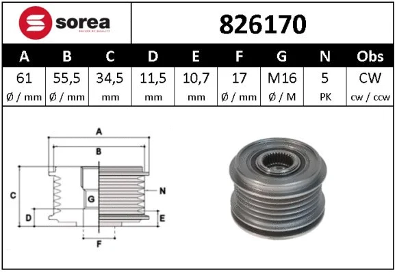 Alternator Freewheel Clutch (826170)