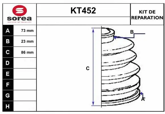 Bellow Kit, drive shaft (KT452)