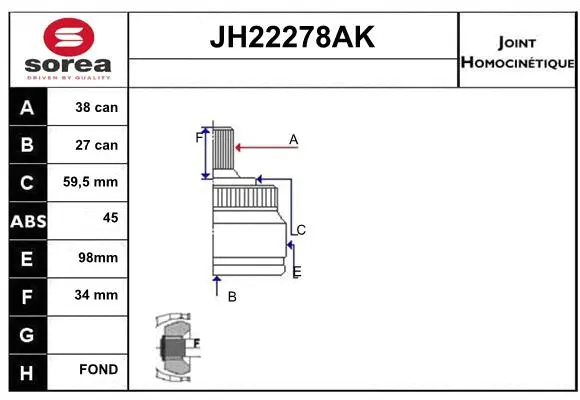 Joint Kit, drive shaft (JH22278AK)