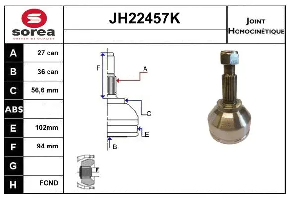Joint Kit, drive shaft (JH22457K)