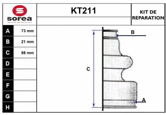 Bellow Kit, drive shaft (KT211)