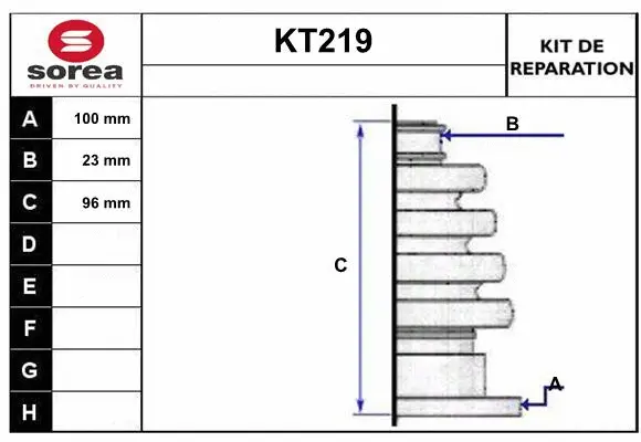Bellow Kit, drive shaft (KT219)