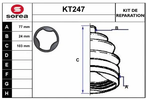 Bellow Kit, drive shaft (KT247)