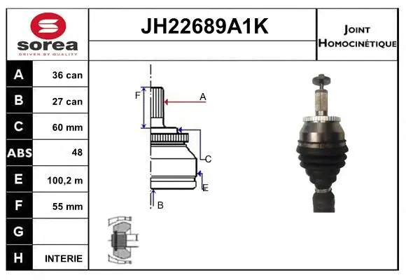 Joint Kit, drive shaft (JH22689A1K)