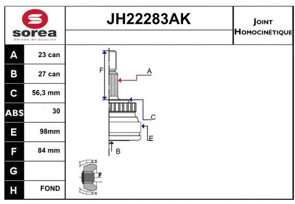 Joint Kit, drive shaft (JH22283AK)