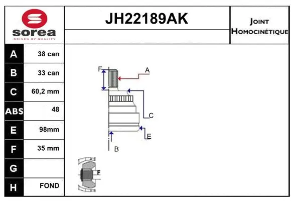 Joint Kit, drive shaft (JH22189AK)