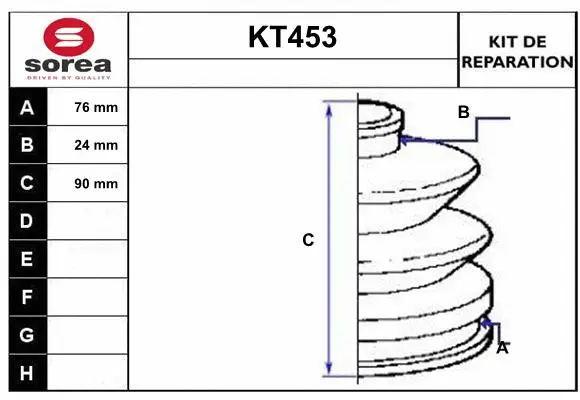 Bellow Kit, drive shaft (KT453)