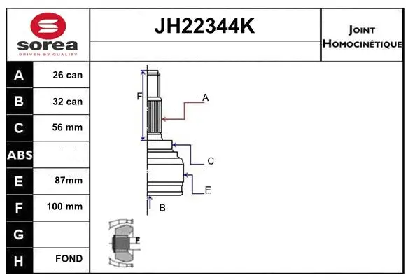 Joint Kit, drive shaft (JH22344K)