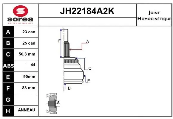 Joint Kit, drive shaft (JH22184A2K)