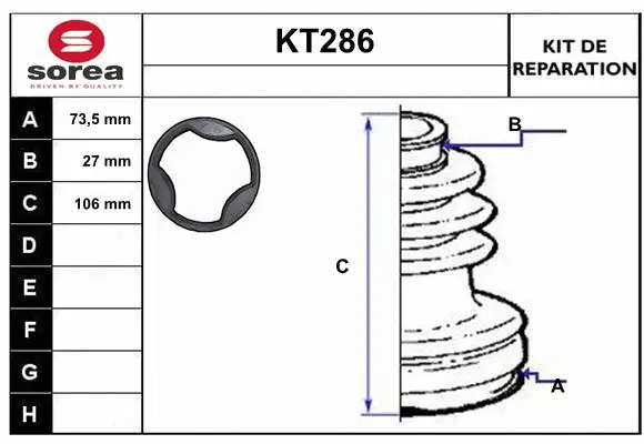 Bellow Kit, drive shaft (KT286)