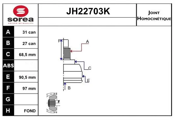 Joint Kit, drive shaft (JH22703K)
