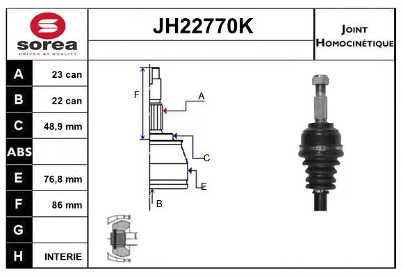 Joint Kit, drive shaft (JH22770K)