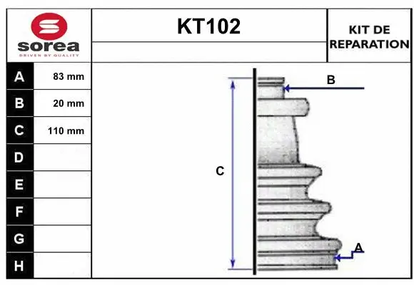 Bellow Kit, drive shaft (KT102)